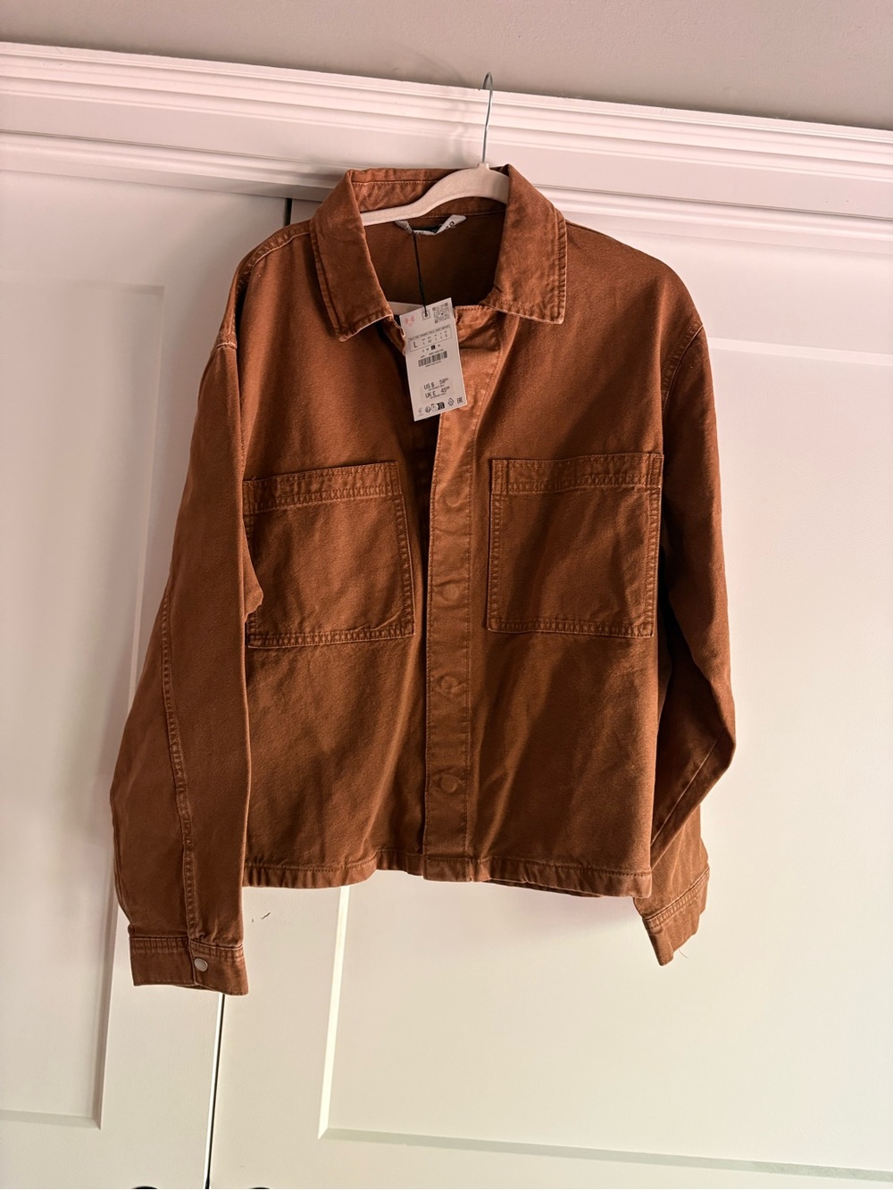 Zara Rust Brown Cotton Utility Jacket NWT